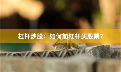 杠杆炒股：如何加杠杆买股票？